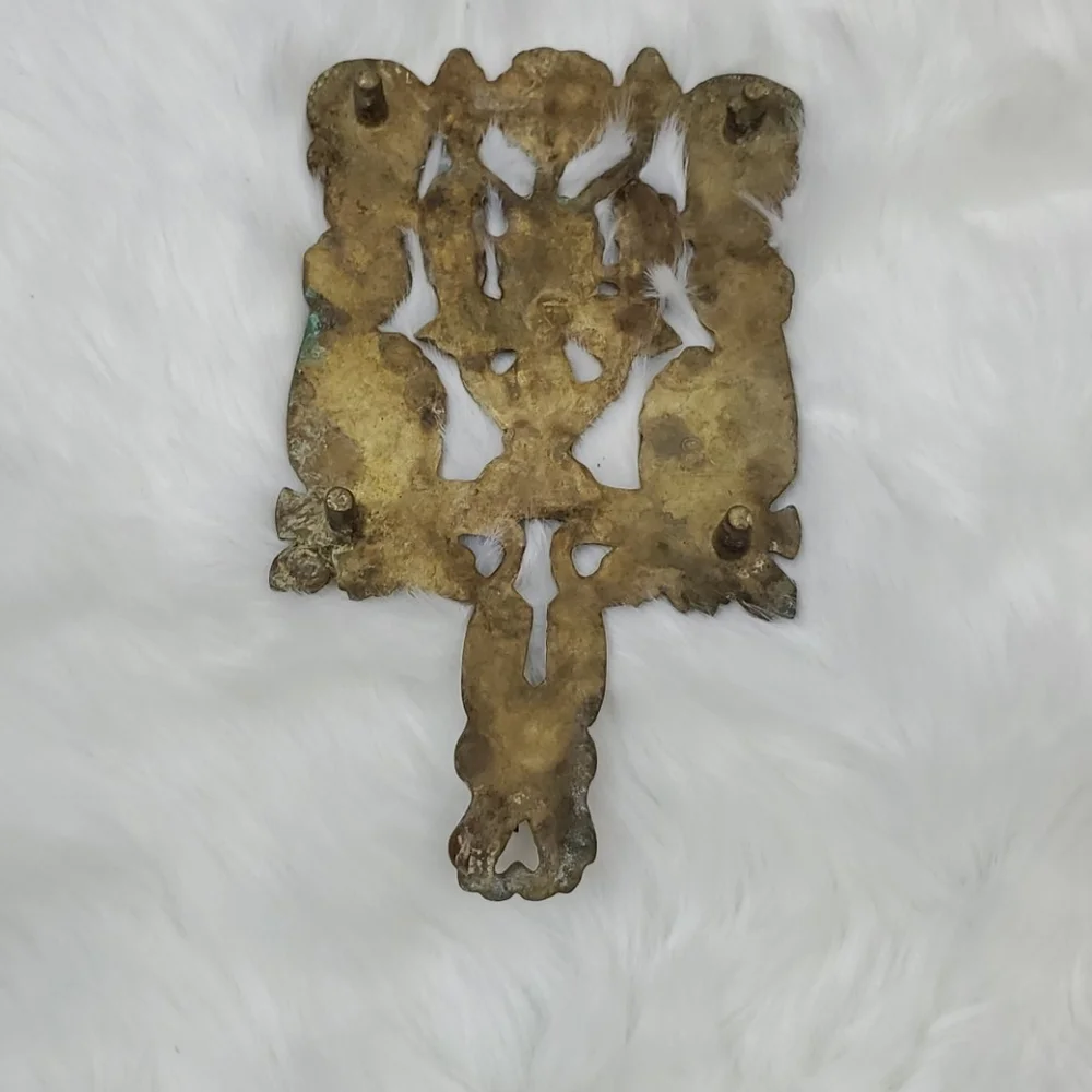 Vintage Brass Cast Iron Hot Pot Floral Grape Rare Decor Collectible
